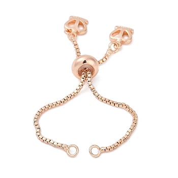 Brass Slider Bracelets Making, Rack Plating, Long-Lasting Plated, Rose Gold, Crown, 4-3/4 inch(12cm), Hole: 1.2mm