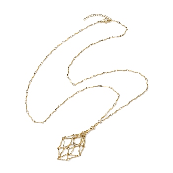 304 Stainless Steel Wavy Bar Link Chain Macrame Pouch Necklace Making, Golden, 29.61 inch(75.2cm)