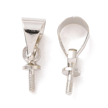 Brass Screw Eye Pin Peg Bails, For Half Drilled Beads, Platinum, 7x3mm