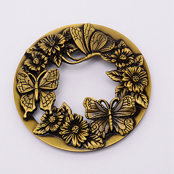 Zinc Alloy Cover, with Butterfly Pattern, for Aromatherapy Candle, Round, Antique Bronze, 82x12mm, Inner Diameter: 68mm