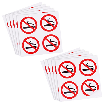 PVC Self-Adhesive No-smoking Warning Stickers, Waterproof No Smoking Sign Dacals, for Public Spaces, Indoor Outdor, Round, 90x89x0.2mm, Sticker: 39mm, 4pcs/sheet
