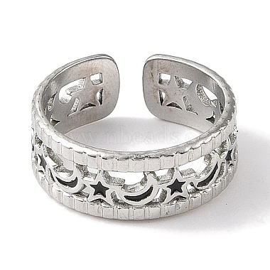 304 Stainless Steel Open Cuff Ring for Women(RJEW-F166-13P-01)-2