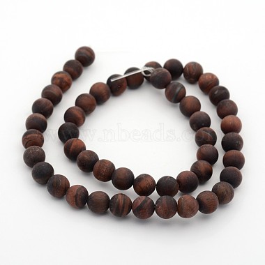 Frosted Natural Tiger Eye Round Bead Strands(X-G-M272-16-8mm)-2