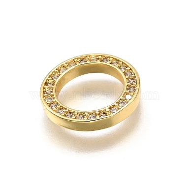 Brass Micro Pave Clear Cubic Zirconia Linking Rings(KK-K401-17G)-2