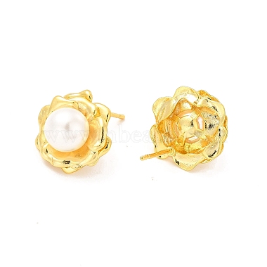 ABS Imitation Pearl Beaded Flower Stud Earrings(EJEW-P213-11G)-2