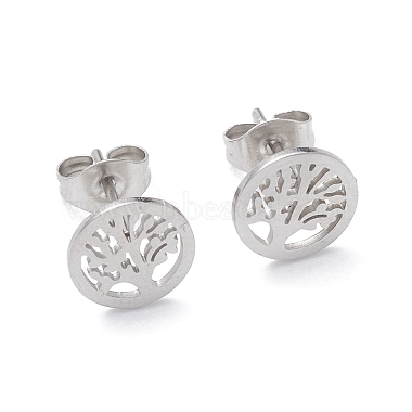 Boucles d'oreilles créoles pendantes en acier inoxydable anti-ternissement 3 paires 3 style 304 arbre de vie(EJEW-B020-09P)-2