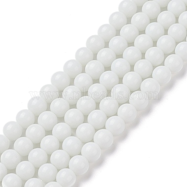 Round White Glass Beads Strands(X-GR8mm26Y)-2