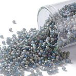 TOHO 11/0 Round Beads, Japanese Seed Beads, (176BF) Transparent AB Frost Gray, 11/0, 2.2mm, Hole: 0.8mm, about 1110pcs/10g(X-SEED-TR11-0176BF)