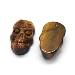 Natural Tiger Eye Pendants, Skull, 33~34x20~31x12mm, Hole: 1.2mm(G-E515-11B)