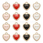 40Pcs 4 Colors Alloy Enamel Pendants, Light Gold, Heart with Word Love, Mixed Color, 15x13x2.5mm, Hole: 2mm, 10pcs/color(ENAM-CJ0003-65)