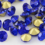 Glass Pointed Back Rhinestone, Back Plated, Diamond, Sapphire, 8~8.3mm, about 144pcs/gross(RGLA-R004-8mm-20B)