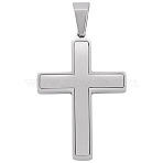 1Pc Brushed 304 Stainless Steel Pendants, Cross, Stainless Steel Color, 38.5x26x3mm, Hole: 8x5mm(STAS-TADJ0001-07P)
