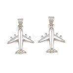 Brass Pendants, Airplane Charms, Long-Lasting Plated, Lead Free & Cadmium Free, Rack Plating, Platinum, 19x17x3mm, Hole: 4x3.5mm(KK-CBA56CE-07P)