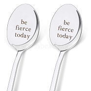 Stainless Steel Spoons Set, Including 2 Spoons with Word, Stainless Steel Color, Word, 196x32mm, 2pcs/set(AJEW-WH0160-022)