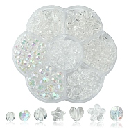 Mixed Styles Acrylic Beads, Mixed Styles, Clear, 5~10x6~10.5x5.5~8mm, Hole: 1~2.5mm, 215pcs/box(DIY-YW0008-75)