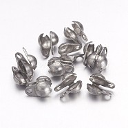 Tarnish Resistant 304 Stainless Steel Bead Tips, Stainless Steel Color, 6x4mm, Hole: 1mm, Inner Diameter: 3mm(A-STAS-Q001-1)