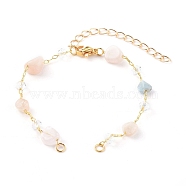 Nuggets Natural Morganite Beaded Bracelet Makings, with Brass Cable Chains and 304 Stainless Steel Lobster Claw Clasps, Golden, 6-1/8 inch(15.5cm)(AJEW-JB00953-01)