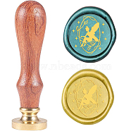 Wax Seal Stamp Set, Sealing Wax Stamp Solid Brass Head,  Wood Handle Retro Brass Stamp Kit Removable, for Envelopes Invitations, Gift Card, Angel & Fairy Pattern, 83x22mm(AJEW-WH0208-046)