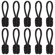 10Pcs Polyester Braided Replacement Zipper Puller Tabs, Zip Pull Extender, Black, 8.2x2x0.87cm(FIND-GF0003-50B)