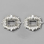 Alloy Crystal Rhinestone Shoe Decoration, Detachable Shoe Buckle Clips, with Iron Findings, Oval, Platinum, 61x71x5mm(AJEW-WH0317-84P)