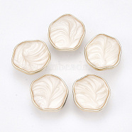 CCB Plastic Shank Buttons, with Enamel, Rose Gold, Floral White, 24x23.5x9.5mm, Hole: 3.5mm(X-BUTT-S024-05C)