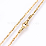 304 Stainless Steel Rope Chain Necklaces, with Lobster Claw Clasps, Golden, 17.7 inch(45cm), 1.5mm(MAK-L015-11B)