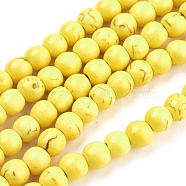 Synthetic Turquoise Beads Strands, Dyed, Round, Gold, 6mm, Hole: 1.2mm, about 67pcs/strand, 15.75 inch(TURQ-G106-6mm-02I)