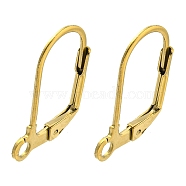 Ion Plating(IP) 304 Stainless Steel Leverback Earring Findings, Real 18K Gold Plated, 17.5x12.5x1.5mm, Hole: 2mm, Pin: 0.8mm(STAS-P360-02B-G)