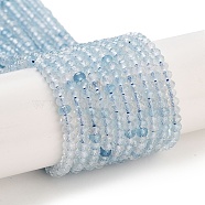 Natural Aquamarine Beads Strands, Grade A, Faceted, Rondelle, 3x2~2.5mm, Hole: 0.6mm, about 165pcs/strand, 15.35 inch(39cm)(G-L587-B02-01)