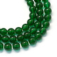 Baking Painted Transparent Glass Round Bead Strands, Green, 10~10.5mm, Hole: 1.5mm, about 85pcs/strand, 31.4 inch(X-DGLA-Q022-10mm-25)