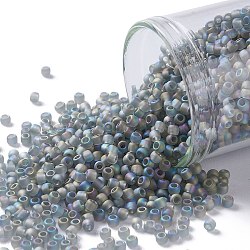 TOHO 11/0 Round Beads, Japanese Seed Beads, (176BF) Transparent AB Frost Gray, 11/0, 2.2mm, Hole: 0.8mm, about 1110pcs/10g(X-SEED-TR11-0176BF)