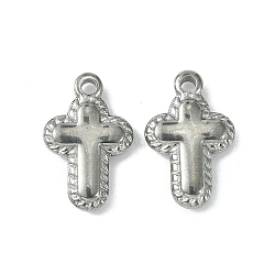 Non-Tarnish 304 Stainless Steel Pendants, Cross Charms, Stainless Steel Color, 20x12.5x3.4mm, Hole: 2mm(STAS-F294-01C-P)