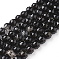 Natural Black Tourmaline Beads Strands, Round, 6mm, Hole: 0.8mm, about 67pcs/strand, 15.3 inch(39 cm)(G-F666-05-6mm)