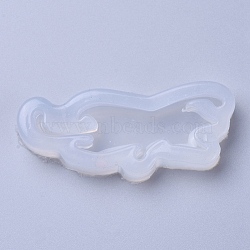 Food Grade Silhouette Silicone Molds, Resin Casting Molds, For UV Resin, Epoxy Resin Jewelry Making, Cat Shape, White, 54x23x8mm, Inner Diameter: 13x47mm(DIY-L026-061)