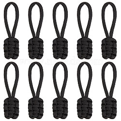10Pcs Polyester Braided Replacement Zipper Puller Tabs, Zip Pull Extender, Black, 8.2x2x0.87cm(FIND-GF0003-50B)