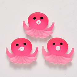 Translucent Frosted Resin Cabochons, Octopus, Deep Pink, 20x24.5x8mm(CRES-N022-09)