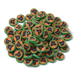 Halloween Handmade Polymer Clay Cabochons, Flat Round, Hat Pattern, 9~10x1.8~2mm(CLAY-CJC0014-08C)