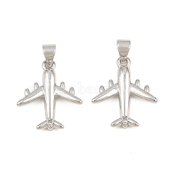 Brass Pendants, Airplane Charms, Long-Lasting Plated, Lead Free & Cadmium Free, Rack Plating, Platinum, 19x17x3mm, Hole: 4x3.5mm(KK-CBA56CE-07P)