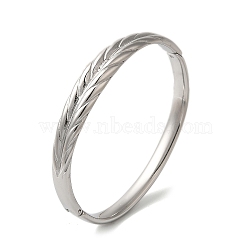 Titanium Steel Leaf Hinged Bangles for Women Men, Stainless Steel Color, Inner Diameter: 2-3/8x2 inch(5.9x5cm), 10mm(BJEW-G719-18P)