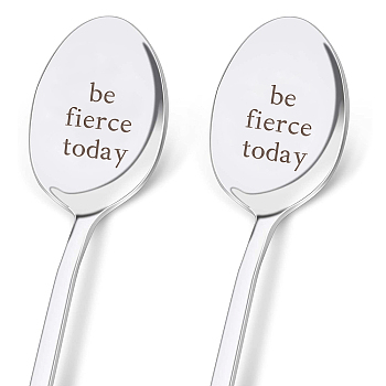 Stainless Steel Spoons Set, Including 2 Spoons with Word, Stainless Steel Color, Word, 196x32mm, 2pcs/set