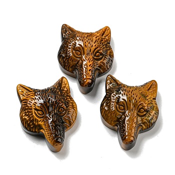 Natural Tiger Eye Pendants, Fox Charms, 35.5~37x27~28x12~13mm, Hole: 1.3mm