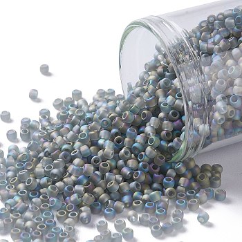 TOHO Round Seed Beads, Japanese Seed Beads, (176BF) Transparent AB Frost Gray, 11/0, 2.2mm, Hole: 0.8mm, about 1110pcs/10g