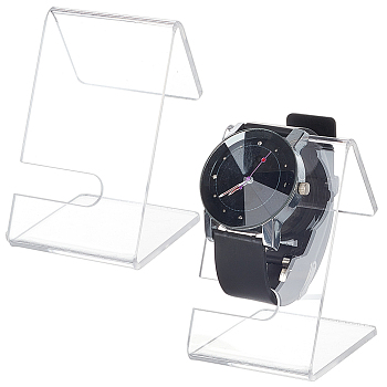 Transparent Acrylic Watch Display Stands, Slant Back Wristwatch Holder, Clear, 7.2x4.45x5.15cm