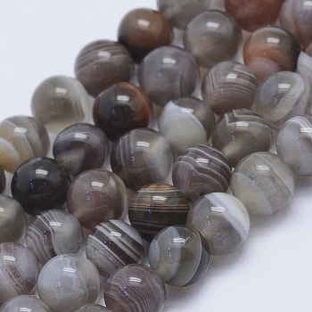 Round Natural Botswana Agate Bead Strands, 6mm, Hole: 1mm, about 66pcs/strand, 15.5 inch