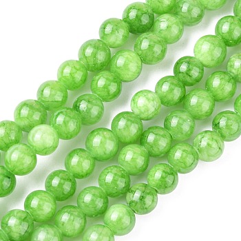 Natural Mashan Jade Round Beads Strands, Dyed, Light Green, 6mm, Hole: 1mm, about 69pcs/strand, 15.7 inch