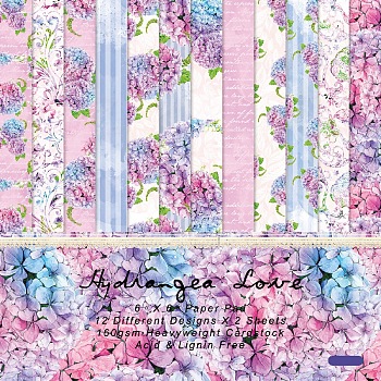 Flower Theme Scrapbook Paper, for DIY Album Scrapbook, Background Paper, Diary Decoration, Pink, 152x152mm, 12 style, 2pcs/style, 24pcs/set