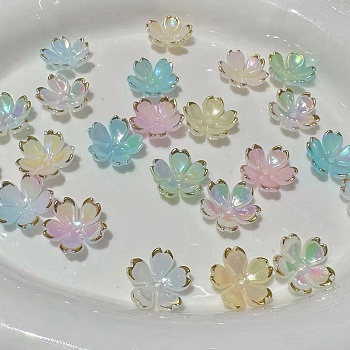 Acrylic Bead Caps, Flower, Mixed Color, 19mm, Hole: 2mm