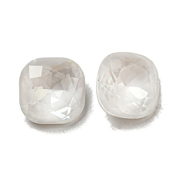 Glass Rhinestone Cabochons, Point Back & Back Plated, Faceted, Square, Crystal, 10x10x5mm