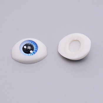 Plastic Doll Craft Eyeballs, Scary Hollow Eyeballs for Halloween Party Decor, Oval, Dodger Blue, 12x16.5x7mm