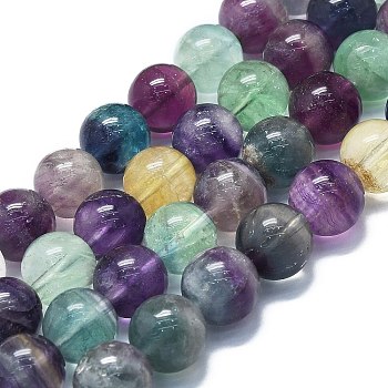 Natural Fluorite Beads Strands, Round, 12.5mm, Hole: 1.2mm, about 33pcs/strand, 15.75''(40cm)